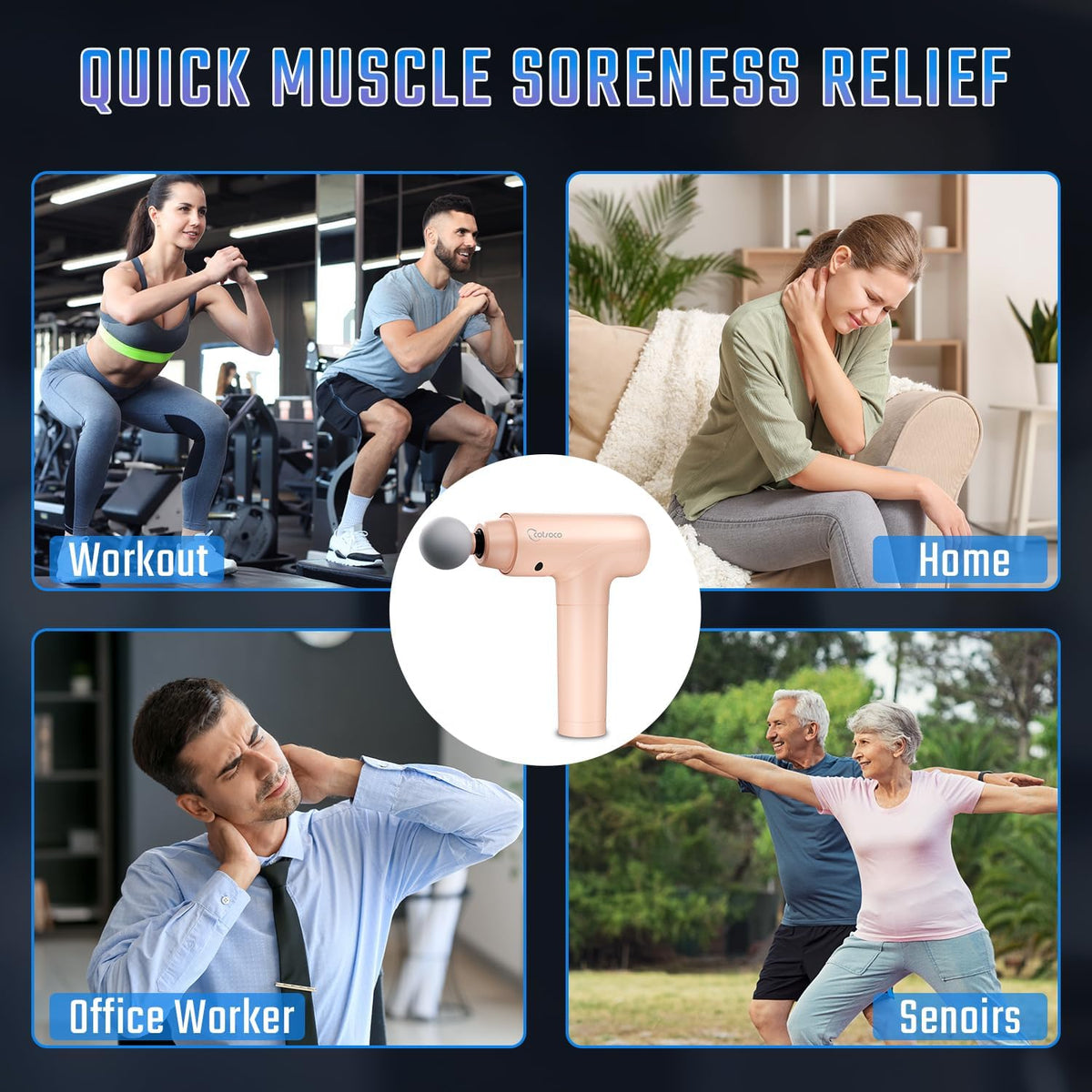 cotsoco Massage Gun Deep Tissue, Handheld Muscle Massager, Gifts for Men