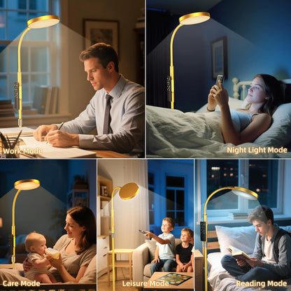 PACOVY Floor Lamp, Adjustable Height Floor Lamps for Living Room Bedroom, 120 LED Super Bright Standing Lamp Remote & Touch Control Dimmable Gooseneck Tall Stand Reading Lamp for Office Craft, Black