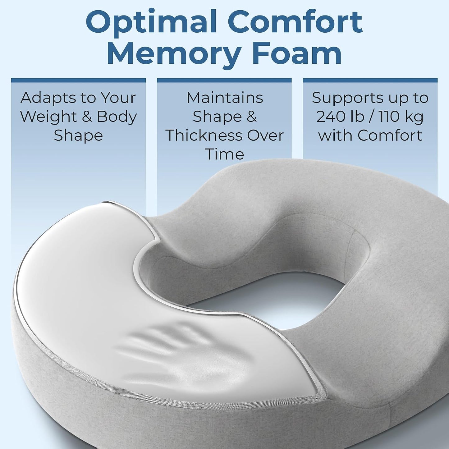 5 STARS UNITED Donut Pillow for Tailbone Pain & Hemorrhoids – Large Memory Foam Seat Cushion for Bed Sore-Prone Areas & Pressure Relief – Prostate, Postpartum & Pregnancy Support, Black Mesh Cover