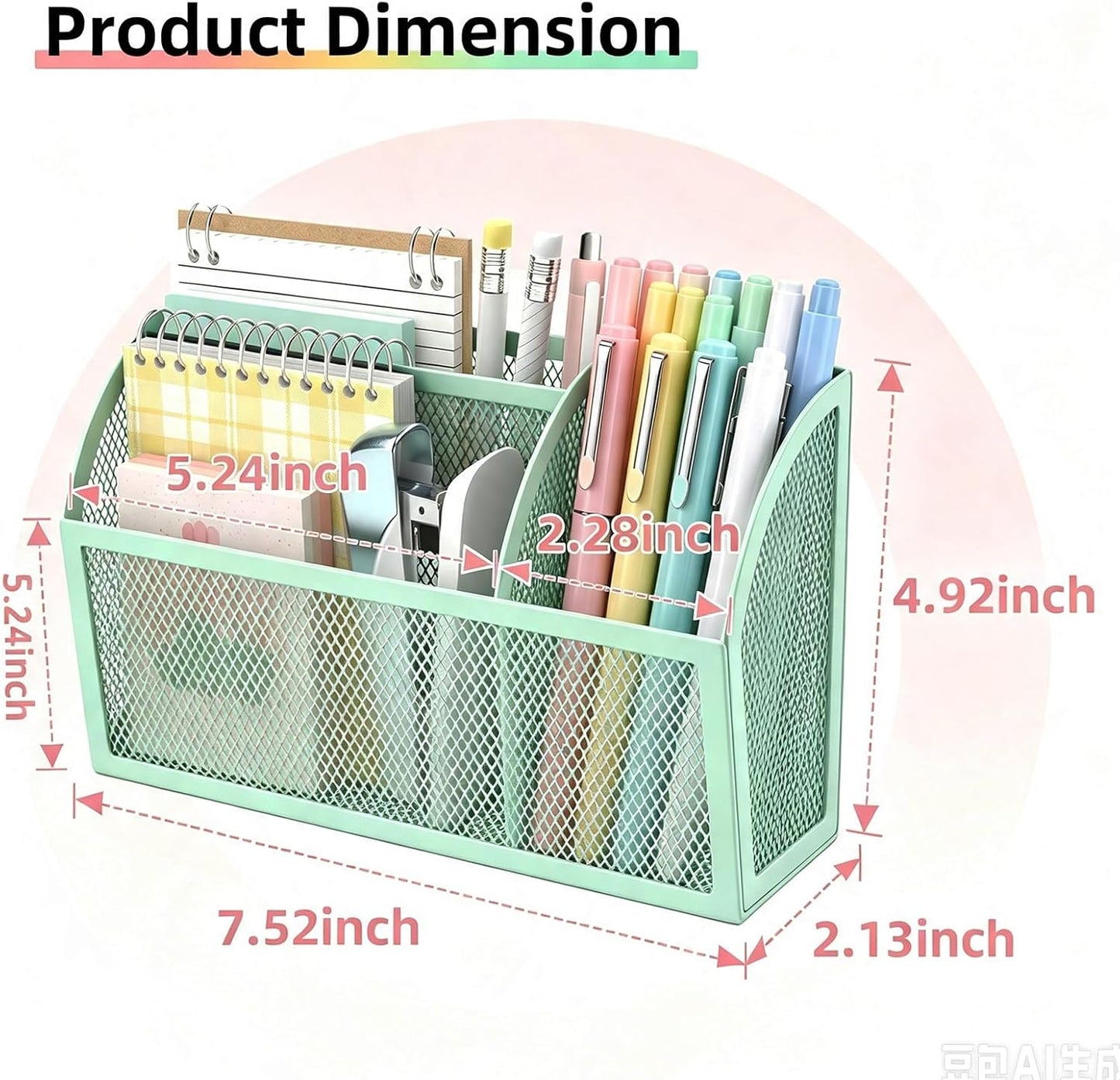 Magnetic Pencil Holder, Magnetic Organizer for Locker Accessories, Black | Mesh Marker Holder with Strong Magnets and 3 Compartments for Whiteboards Refrigerators and Magnetic Lockers