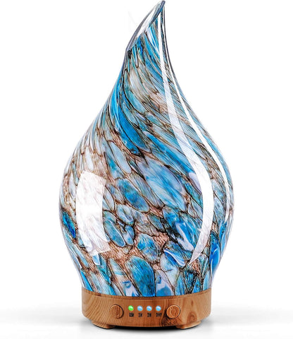 Porseme Oil Diffuser 3D Glass Aromatherapy Ultrasonic Humidifier, Air Refresh Auto Shut-Off, Timer Setting, BPA Free for Home Hotel Yoga Leisure SPA Gift 150ml Last 6H - Colors A