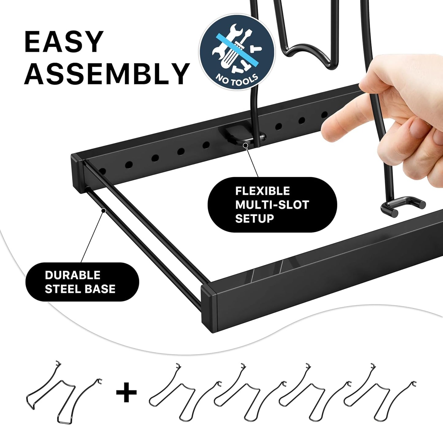 SIMPLE HOUSEWARE 5 Compartments Height Adjustable Pan Organizer, Black