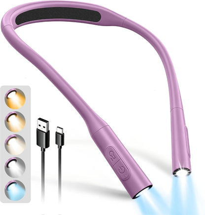 Glocusent Neck Book Light, Rechargeable Neck Lights for Crafts Reading
