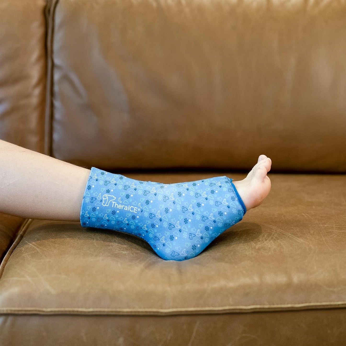 TheraICE Ankle Ice Pack Wrap, Achilles Tendonitis Brace, Plantar Fasciitis | Cold Therapy Compression Sleeve, Sock-Style Slip-On Fit for Women and Men, Eases Sprains, Swelling, Sore Feet and Heel