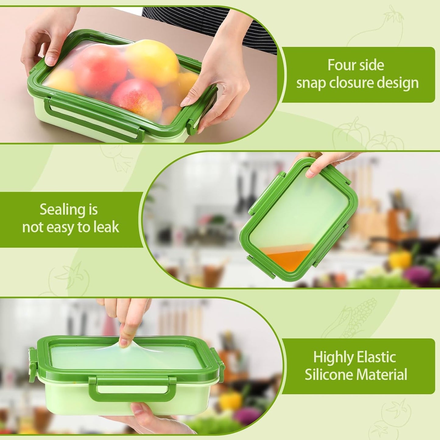 Reallnaive 4 Pcs Large Silicone Fruit Storage Box Anti-oxidation Avocado Saver Keeper Reusable Fridge Containers for Fruit Vegetable Tomatoes Garlic Lemons Potatoes Apples