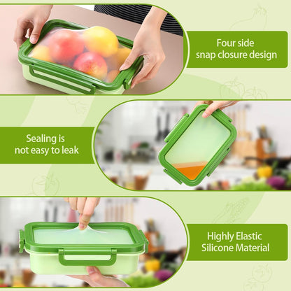 Reallnaive 4 Pcs Large Silicone Fruit Storage Box Anti-oxidation Avocado Saver Keeper Reusable Fridge Containers for Fruit Vegetable Tomatoes Garlic Lemons Potatoes Apples