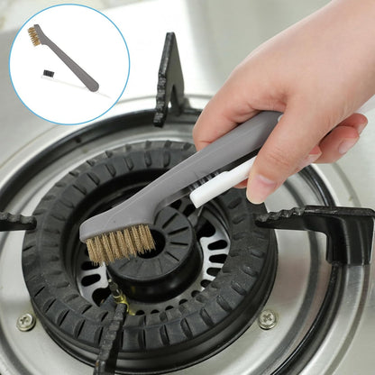 Kitchen Cleaning Scrub Brush Deep Gas Stove Brass Wire Brush with Stiff Bristles & Cooktop Scraper Stainless Steel Scrubber for Range Hood Grease Grime Rust Cleaner for Pot Pan Household Cleaning Tool