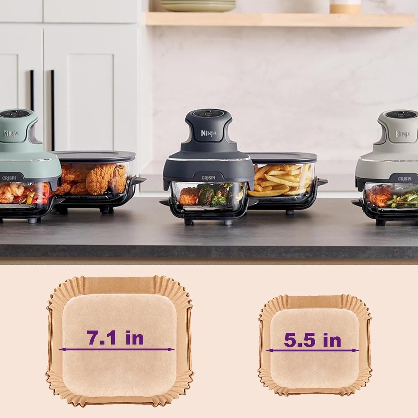 Air Fryer Liners Disposable 9 Inch, 9 inch Air Fryer Liners 125 Pcs Large Square Air Fryer Paper Liners for 5QT 6qt 8QT Air Fryer, Non-stick Parchment Paper for Frying, Baking