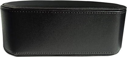 Leather Remote Control Holder with 5 Compartments TV Remote Caddy Storage Box/Tray,Desktop Organizer Store Controller,Glasses,Brush,Media Player,Pen,Space Saver for Bedside Table/Office Desk(Black)