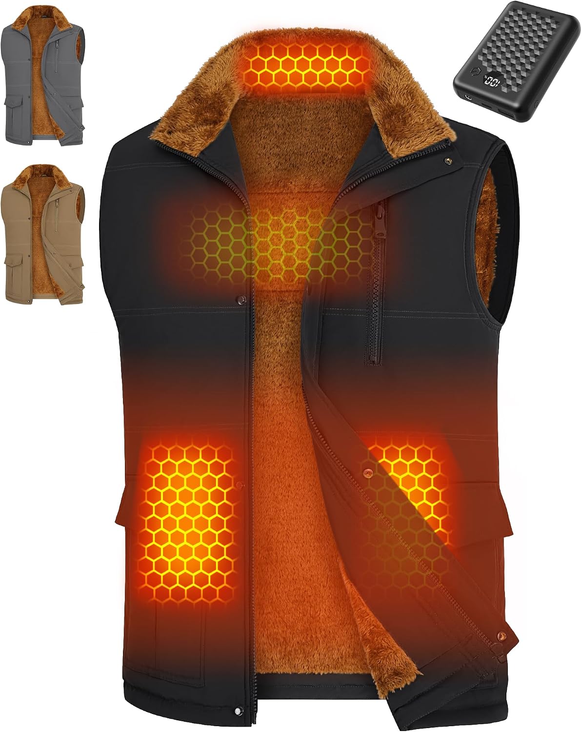 Wulcea Graphene Heated Vest Fleece For Men 7.4V Fast Charge Large Capacity Battery