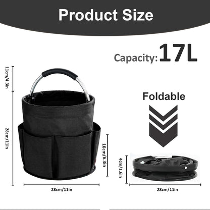 17L Cleaning Caddy with Handle, Cleaning Supplies Organizer, Foldable Storage Basket, Cleaning Supply Caddy, Portable Multi Cleaning Bucket Bag for Home, Garden (Blue)