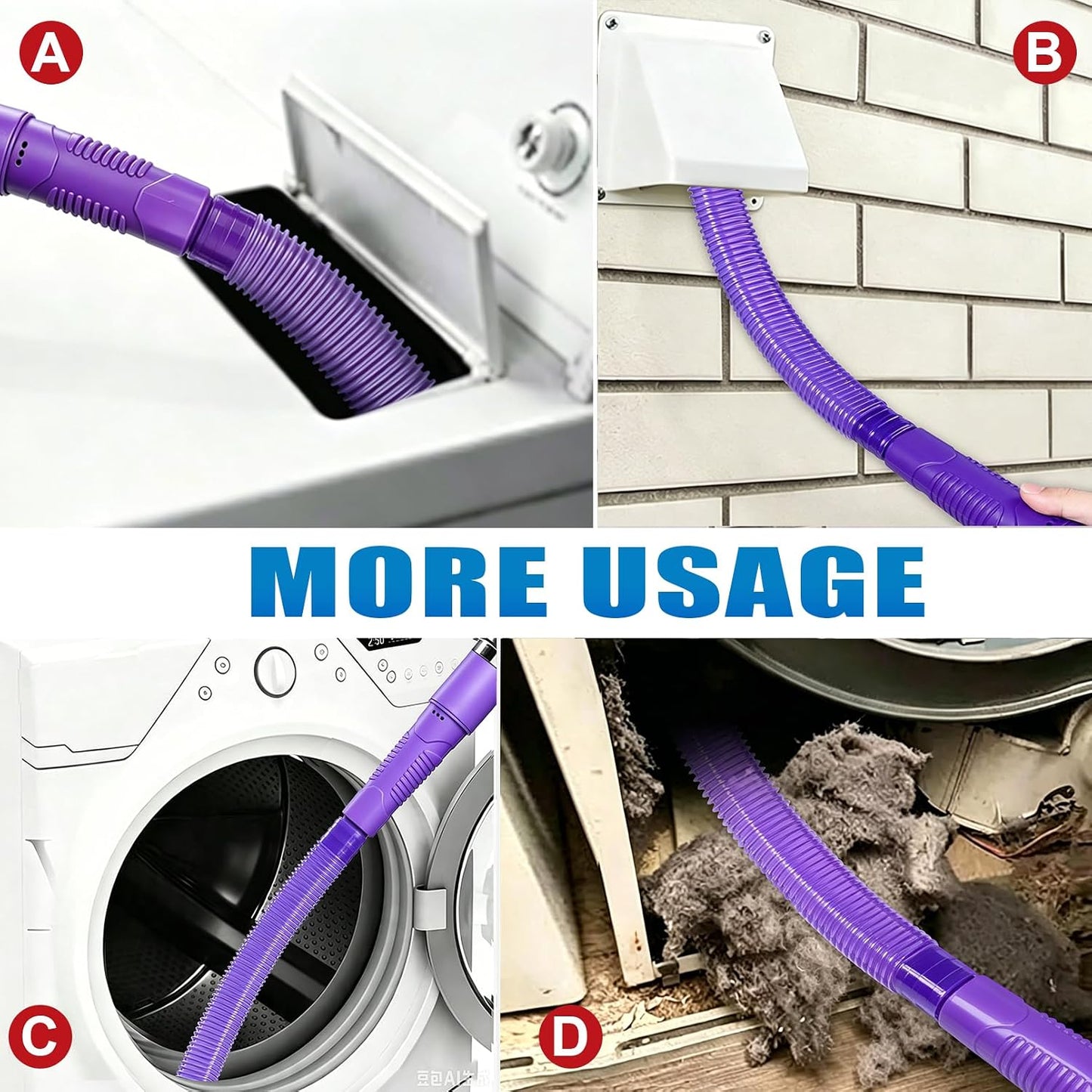 Upgraded Dryer Vent Cleaner: Universal Vacuum Hose Attachment Fits All Vacuums Cleaner, Deep Cleaning Tools for Clogged Ducts & Lint Removal