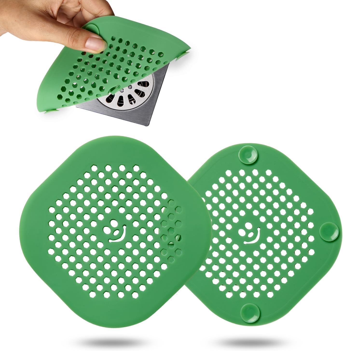 2 Pack Drain Hair Catcher Silicone Bathroom Accessories Shower Drain Protector Sink Drain Strainer Hair Stopper for Shower Kitchen Bathroom Tub Grey