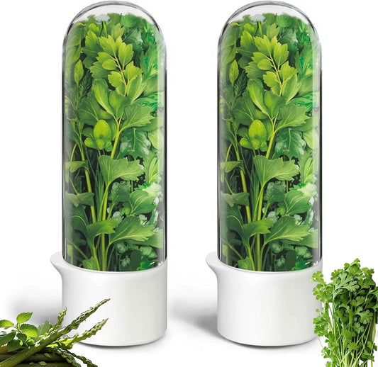 Herb Saver for Refrigerator, Cilantro Container for Fridge, Fresh Herbs Lettuce Keeper for Refrigerator Parsley Mint Leaves Fresh Herb Keeper, Refrigerato Storage for Fresh for 2-3 Weeks