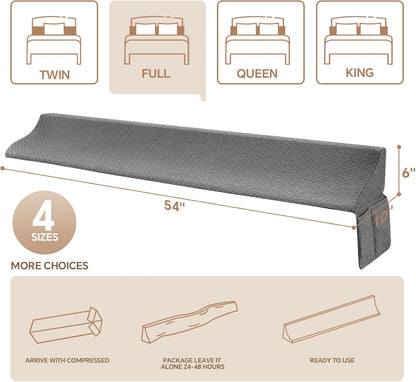 EUHAMS Queen Size Bed Wedge Pillow for Headboard Bed Gap Filller/Mattress Gap Filler (0-7") - Wedge Pillow Headboard Triangle Foam Pillows Wedges Between Headboards Mattress (Grey,60"x10"x6")