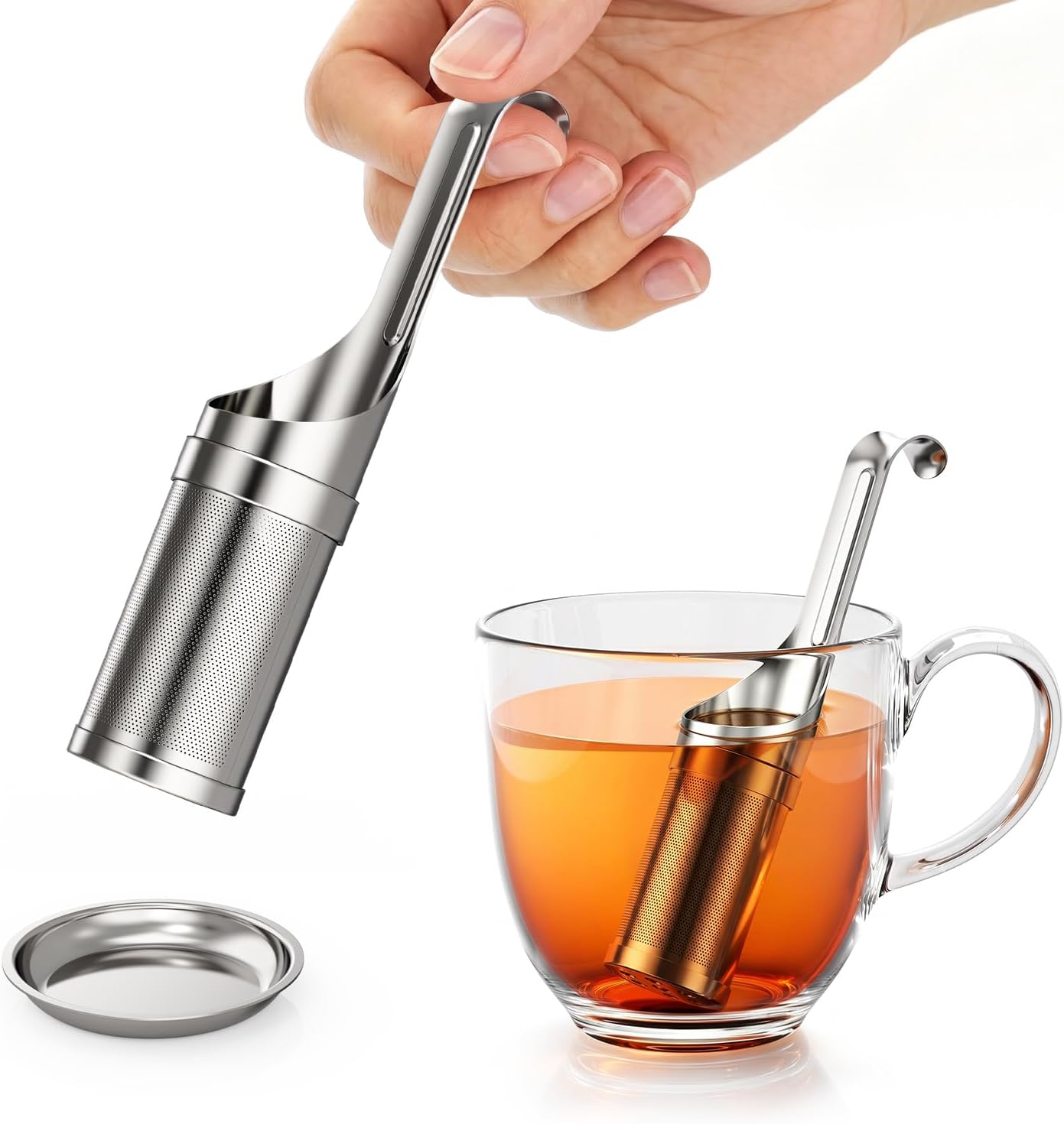 Tea Infuser for Loose Leaf Tea, Stainless Steel Fine Mesh Tea Strainer | 2-in-1 Loose Leaf Tea Steeper, HOUSE AGAIN Tea Filter & Scoop with Long Handle, Easy Fill Reusable Single Cup Tea Ball