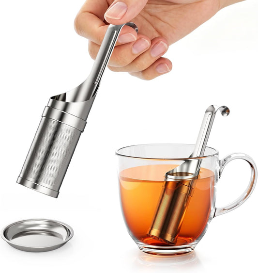 Tea Infuser for Loose Leaf Tea, Stainless Steel Fine Mesh Tea Strainer | 2-in-1 Loose Leaf Tea Steeper, HOUSE AGAIN Tea Filter & Scoop with Long Handle, Easy Fill Reusable Single Cup Tea Ball