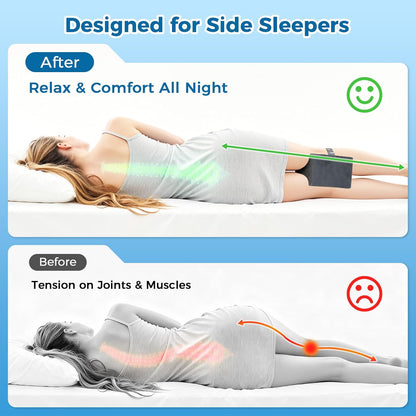 Knee Pillow for Side Sleepers, Memory Foam Leg Pillow with Strap, Grey | Ergonomic Between Leg Support Pillow for Sleeping Comfort, Knee and Ankle Positioning, Pregnancy, Joint Support, Medium Size