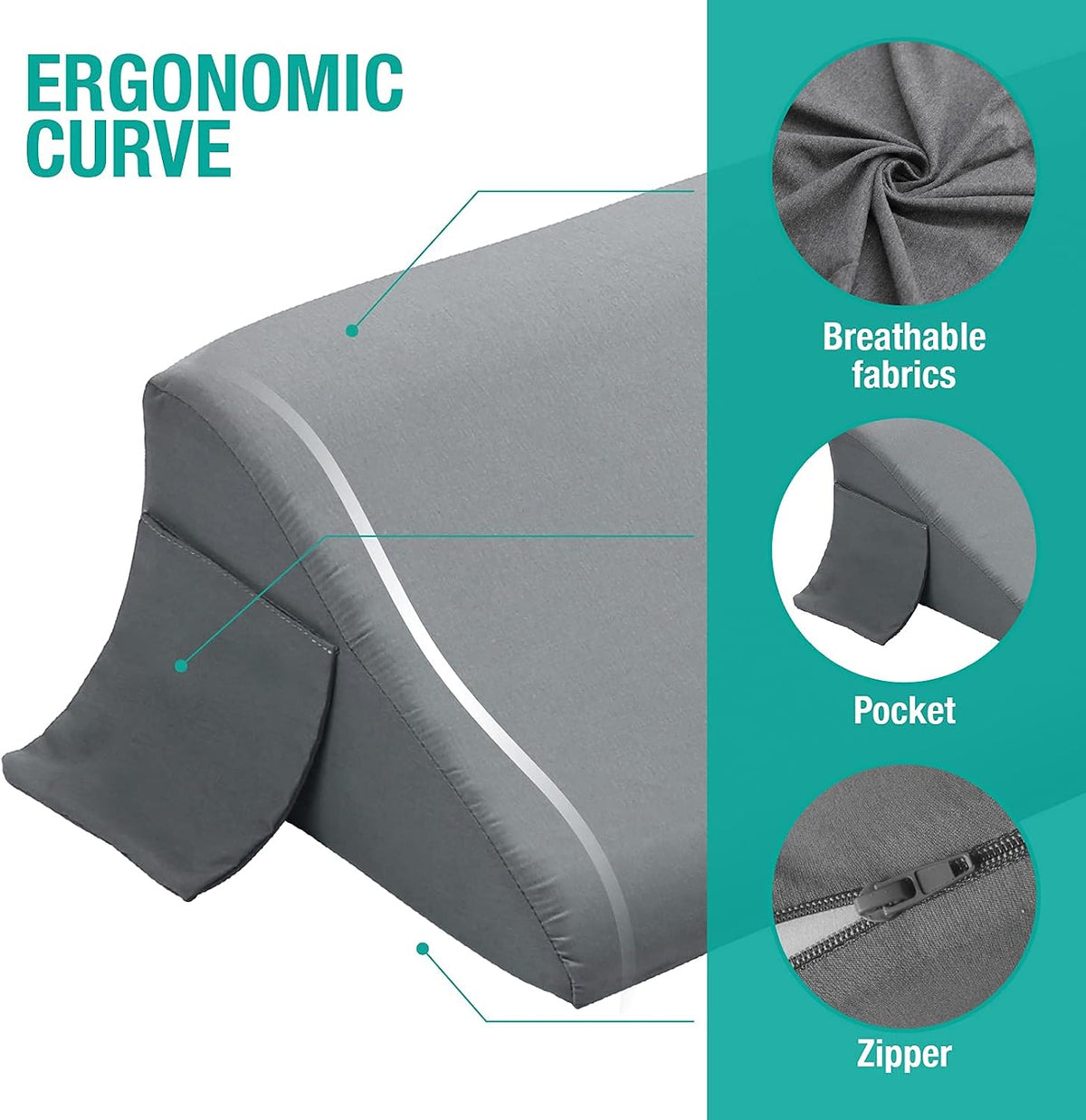 Vekkia Bed Wedge Pillow for Headboard Gap,Bed Gap Filler(0-6") King