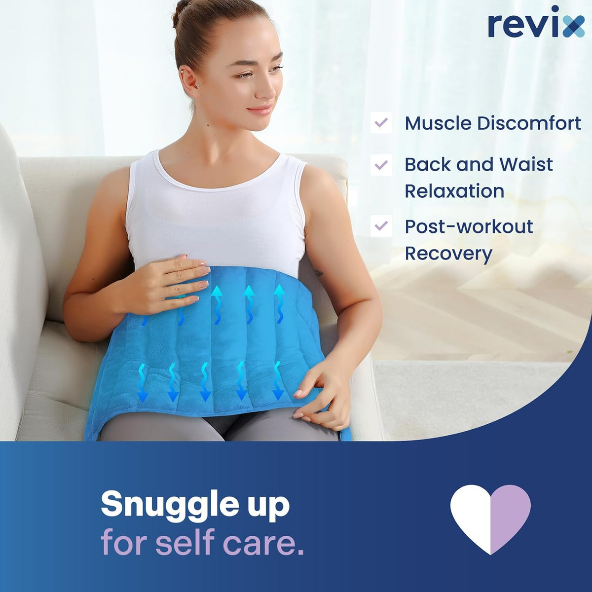 REVIX Extra Large Microwavable Heating Pad for Back, Heating Wrap, Purple