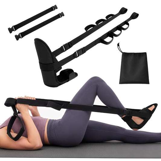 Knee Replacement Recovery Aids, Leg Stretcher Strap Kit | Adjustable Foot Cradle with 0 lb and 5 lb Resistance Bands, Range of Motion Training for Hip and Knee Exercises, Storage Bag