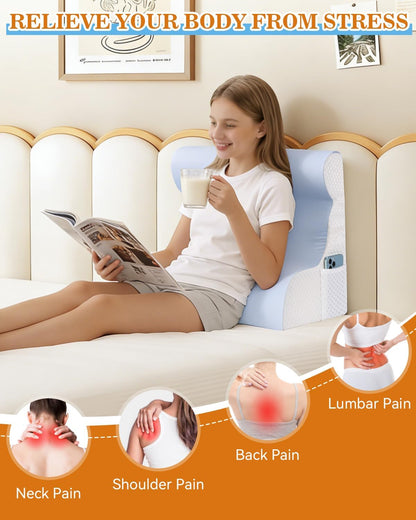 Reading Pillow for Sitting in Bed, Back Pillow for Sitting Up & Bed Wedge Pillow for Sleeping, Lumbar Rest & Neck Support Bed Pillows, Backrest Cushion for Reclining,Gaming,Resting,Watching TV