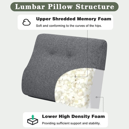baibu Patented Dual-Layer Memory Foam Lumbar Pillow for Recliner, Brown