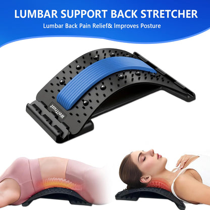 Back Stretcher - 4-Level Adjustable Lumbar Support Board & Back Cracker for Lower Back Pain Relief, Home Office Use (Purple)