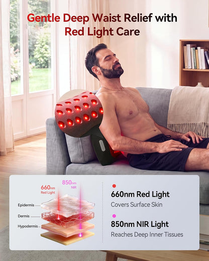 FliKEZE 4-in-1 Lumbar Massager with Red Light 660/850nm Cordless 5000mAh