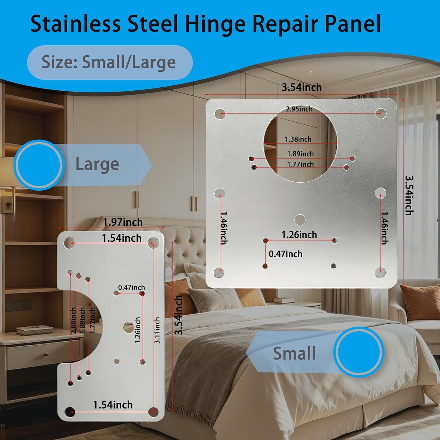 8Pcs Cabinet Hinge Repair Plate Kit, Hinge Fixing Brackets with Screws | Thickened Hinge Fixing Brackets, Cabinet Door Hinge Repair Plates for Kitchen Cupboard, Furniture Drawer & Wooden Cabinet