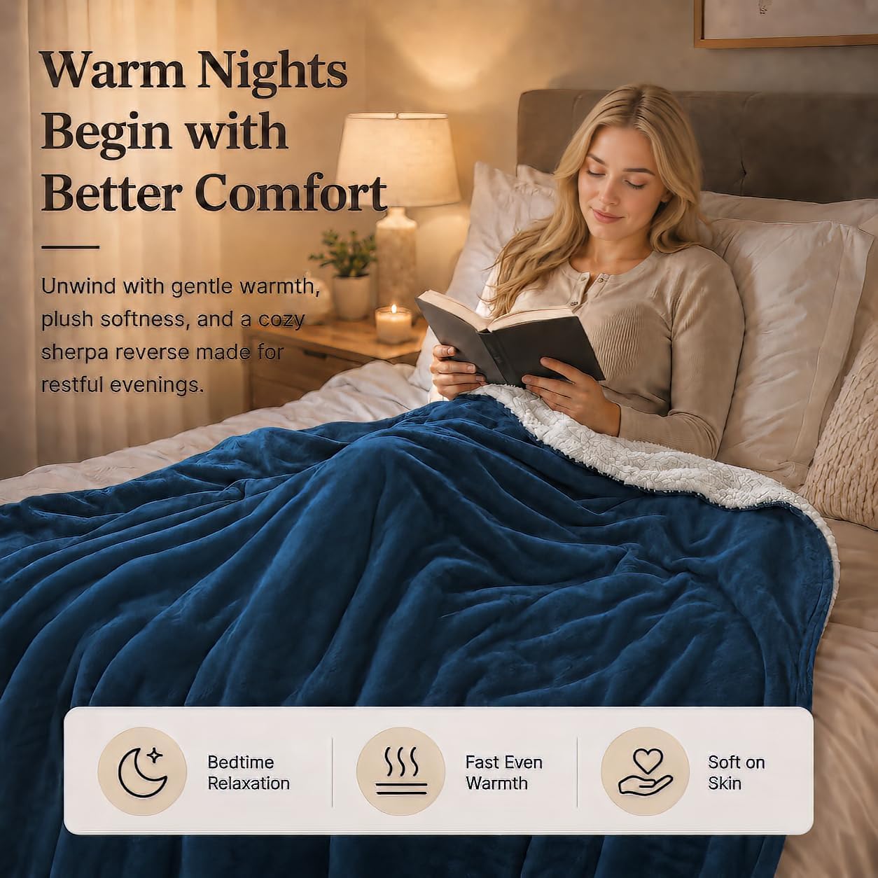 Electric Heated Blanket Full Size 72"x84" – Light Gray | ETL for Safe Overnight, 4 Heat Settings & 10H Auto Off, Dual-Sided Microplush Sherpa for Home Night, Machine washable