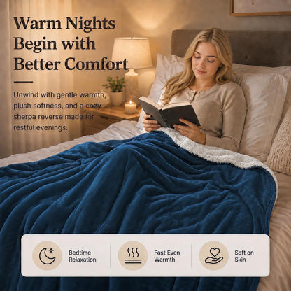 Electric Heated Blanket Full Size 72"x84" – Light Gray | ETL for Safe Overnight, 4 Heat Settings & 10H Auto Off, Dual-Sided Microplush Sherpa for Home Night, Machine washable