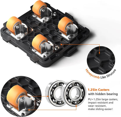 ONEON Furniture Mover with Wheels, 360° Rotation Wheels Furniture Dolly for Moving Heavy Furniture, Appliances, 660 LB Max Load Capacity with Auxiliary Lifter - Connect Dolly