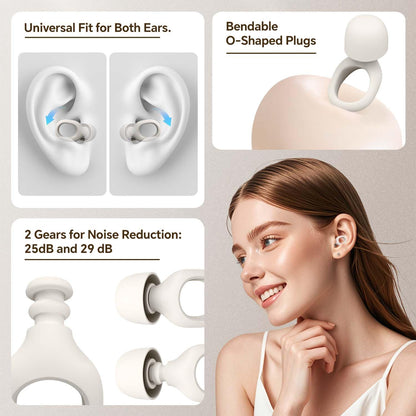 Ear Plugs for Sleeping, 25-29dB Soft Silicone Ear Plugs for Side Sleepers | Silicone Ear Plugs for Sleeping,Reusable Ear plugs with 16 Soft Tips,Noise Cancelling Sleep Earplugs for Snoring