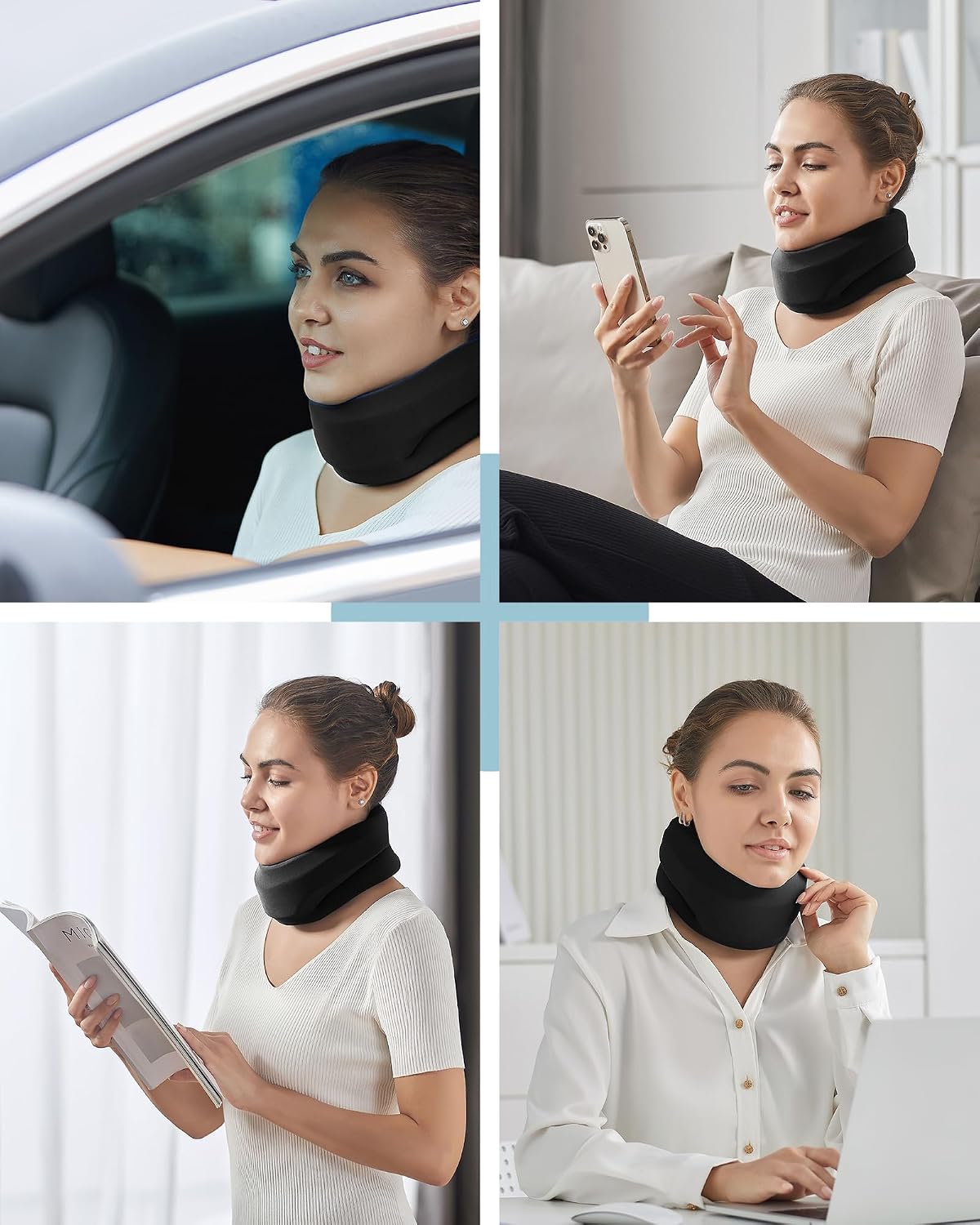 Neck Brace for Sleeping - Cervical Collar Relief Neck Pain and Neck Support Soft Foam Wraps Keep Vertebrae Stable for Relief of Cervical Spine Pressure for Women & Men Rose Pink Large Size