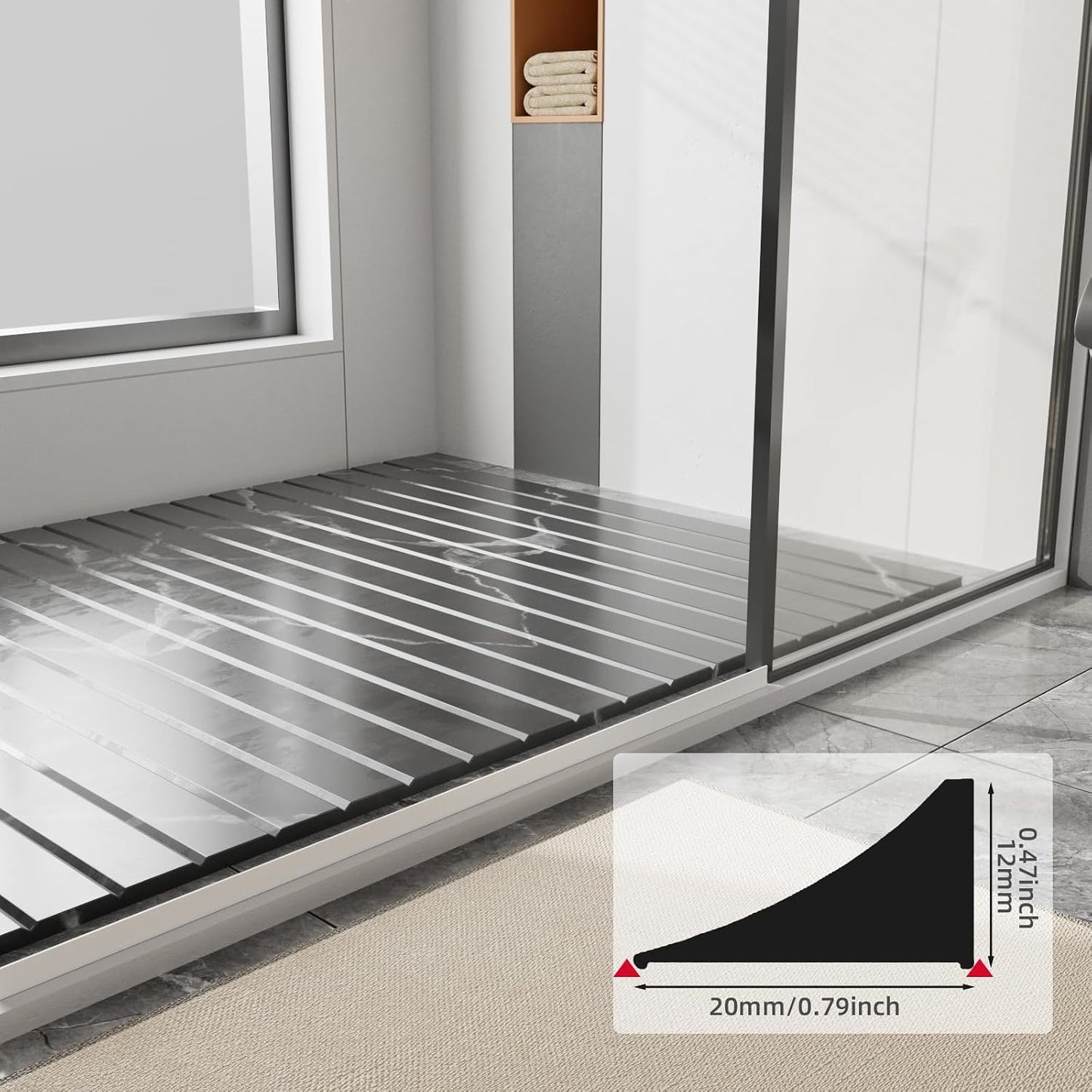 78 inch Shower Threshold Water Dam Barrier Water Stopper, Glass Shower Door Bottom Seal Strip, Silicone Rubber Kitchen Sink Splash Guard for Countertop, Bathtub, Bathroom（White）