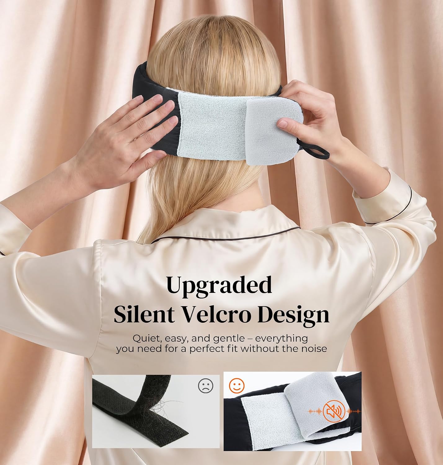 LC-dolida 3D Silk Bluetooth Sleep Mask, Mulberry Silk Sleep Mask with Bluetooth Headphones, Bluetooth Eye Sleep Mask for Side Sleepers, Total Blackout Bluetooth Eye Mask for Women Men, Black