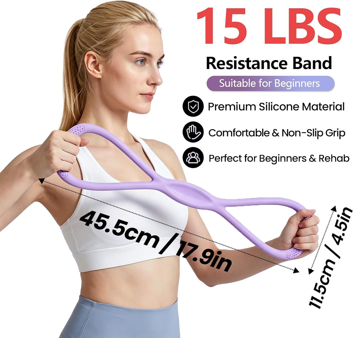 Figure 8 Resistance Band with Handles, for Home Gym,Yoga & Physical Therapy