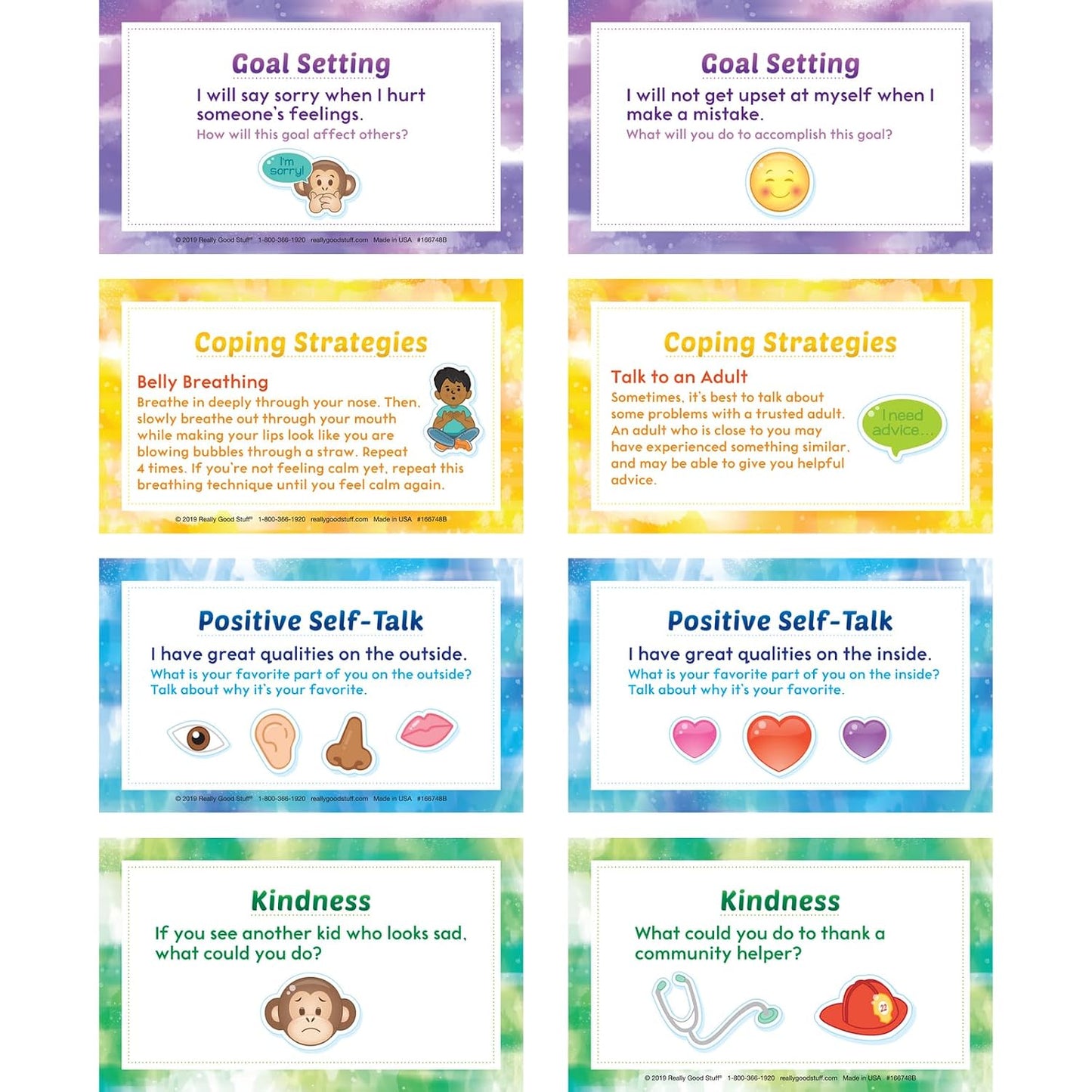 Really Good Stuff Self Care Reflection Cards-Mindful Thinking | Ages 11+, Grades 6+, Positive Affirmations, Meditation Techniques to Manage Emotions & Feelings for Kids & Adults