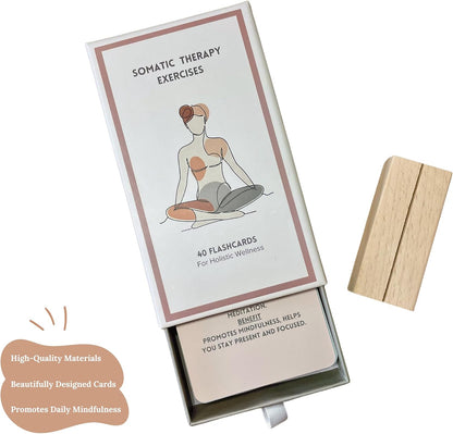 40 Somatic Therapy Exercise Cards - Mindfulness and Coping Skills Cards for Anxiety and Stress Relief | Emotional Healing, Grounding and Meditation Tool for Body Awareness | Perfect Self-Care Gift