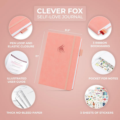 Clever Fox Self-Love Journal for Women, Gratitude, Positivity, Aquamarine | 6-month daily mental health journal with stickers, self-care, anxiety therapy, life & wellness planner for teens & adults