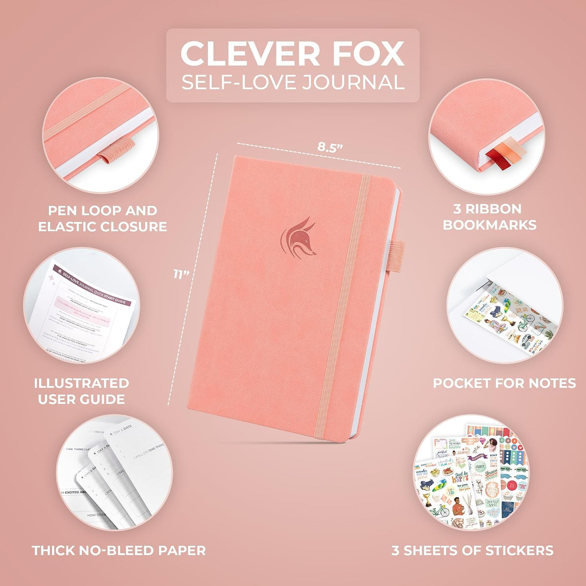 Clever Fox Self-Love Journal for Women, Gratitude, Positivity, Aquamarine