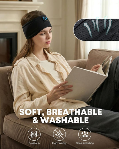 Sleep Headphones Bluetooth 5.4 Headband, Wireless Sleep Headphones with Ultra-Thin HD Stereo Speakers for Side Sleepers, Sweatproof Sports Headband for Workout Yoga Running Cool Gadget Unique Gifts
