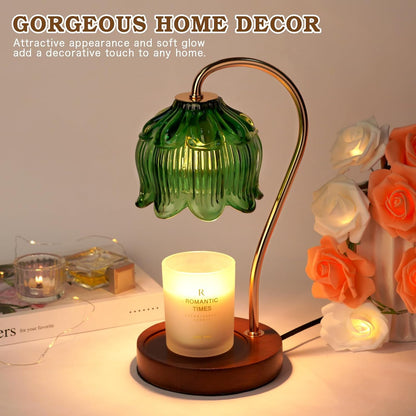Funistree Flower Candle Warmer Lamp with Timer, Dimmable Candle Lamp Warmer, Christmas Birthday Gifts for Women Mom Her, Housewarming Home Decor, Lotus Wax Warmer for Yankee Candles - Lily Amber