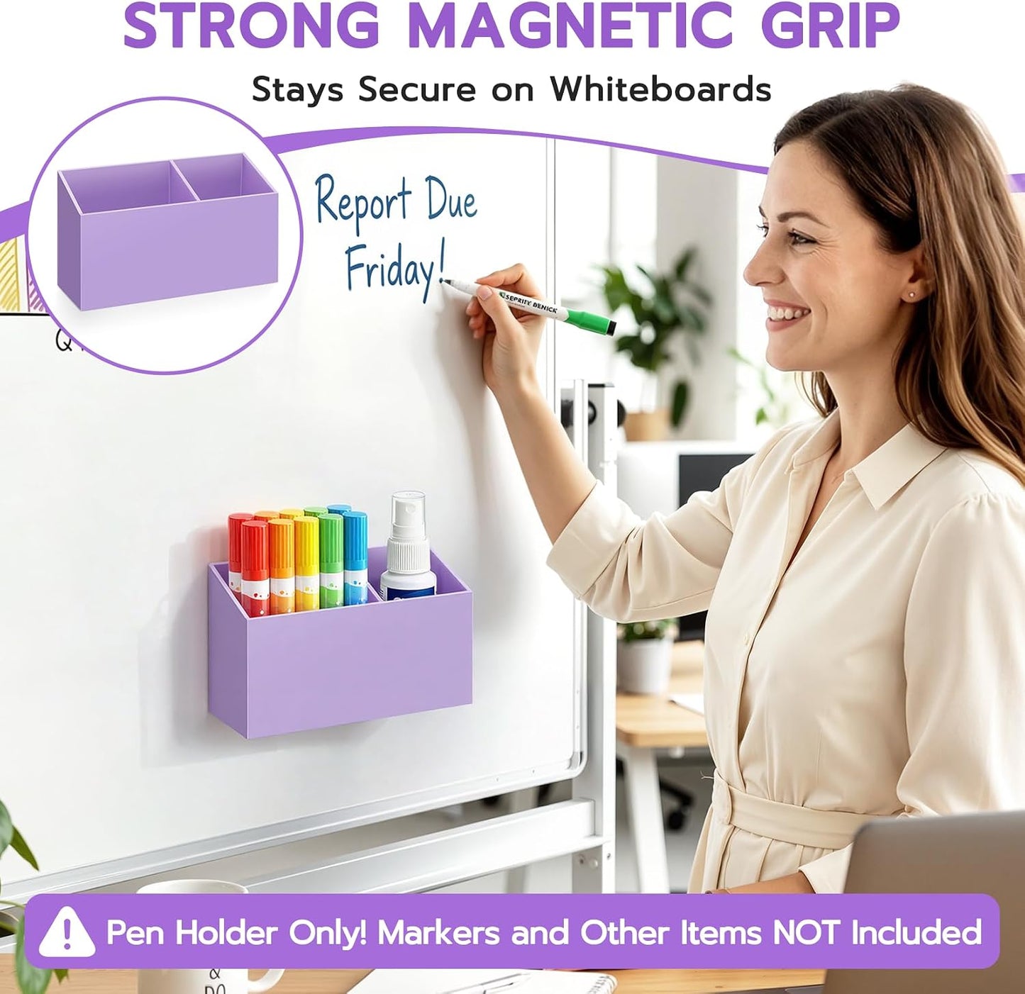 MR.MATE Magnetic Pen Holder,Clear Magnetic Marker Cup for Fridge Whiteboard | Dry Erase Marker Pencil Holder with Acrylic Cup and Strong Magnet, Non-slip Design For Refrigerator Locker Office & Classroom