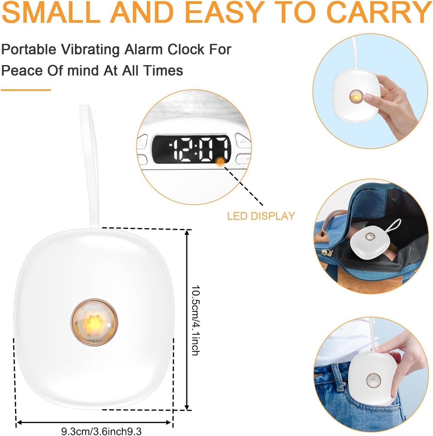 Vibration Alarm Clock, Under Pillow Battery Operated Vibrating Bed Shaker with 2 Alarms, Quiet Bed Shaker Alarm Clock with LED Display 3-Level Vibrating Digital Clock with Backlight Travel Alarm Clock