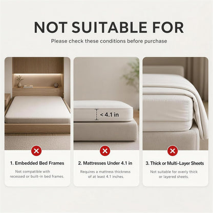 B-Land Bed Sheet Holders for Corners:4 Pack Non-Stretch External Clips- Fitted Sheet Grippers for Deep Pockets- No-Lift for Dorm & RV Beds, Keep Sheets Tight on Memory Foam & Twin-King (White+Grey)