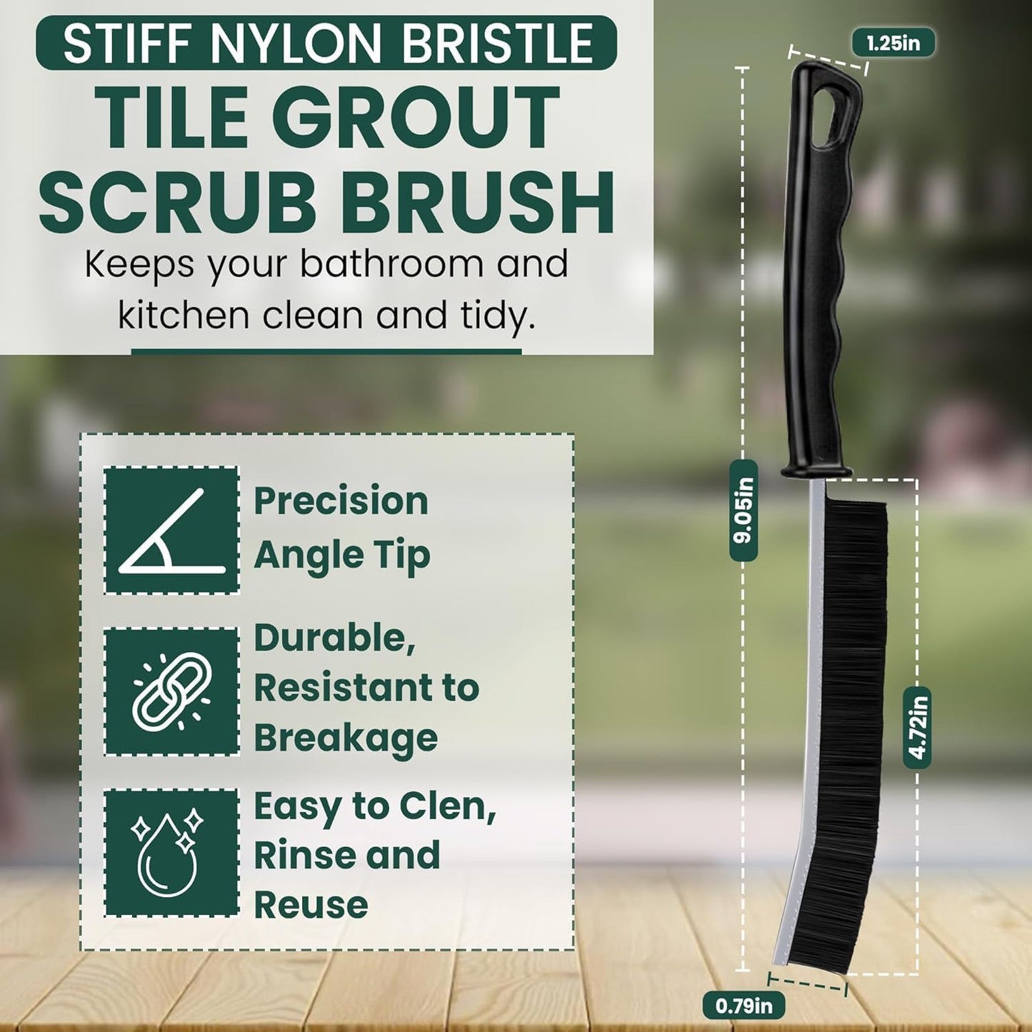 Crevice Cleaning Brush Set – 3Pcs Hard Bristle Cleaning Tools for Grout, Tile Floors, Gaps & Narrow Spaces – Small Grout Scrub Brush for Cleaning Bathroom, Shower, Window Tracks, Kitchen | Grout Scrub Brush for Tile Floors, Bathroom, Shower, Window