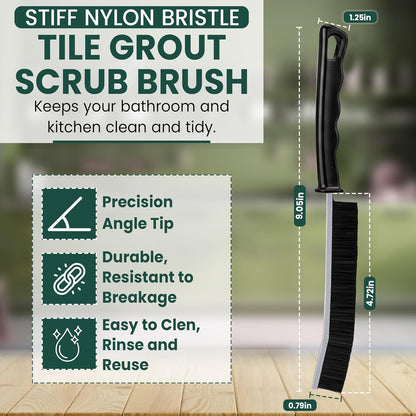 Crevice Cleaning Brush Set – 3Pcs Hard Bristle Cleaning Tools for Grout, Tile Floors, Gaps & Narrow Spaces – Small Grout Scrub Brush for Cleaning Bathroom, Shower, Window Tracks, Kitchen | Grout Scrub Brush for Tile Floors, Bathroom, Shower, Window