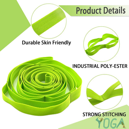Stretching Strap Yoga Strap with Loops for Physical Therapy, Non-Elastic | 10 Loops, 75 inches length, Multi-Color Selection for Yoga Strap for Stretching, Pilates, Dance and Gymnastics